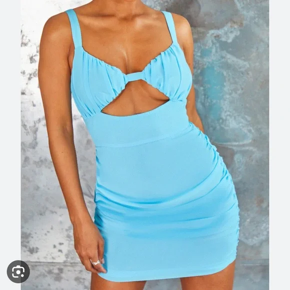 bebe pink bodycon dress Aqua Contrast Trim Keyhole Cutout Maternity Midi Dress main image 1